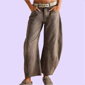 NWOT We the Free Lucky You Mid-Rise Barrel Jeans Archive Grey 26/27 $98 Sold Out
